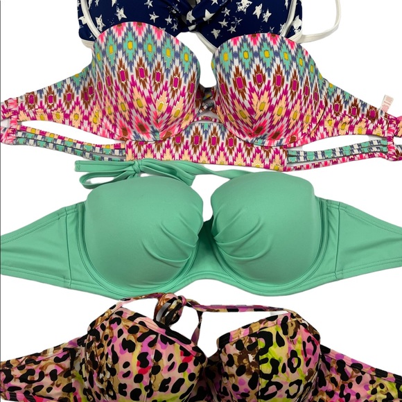 34DD lot of 4 Bikini Swimsuit Swim tops Victoria Secret Adore Me - Picture 2 of 4